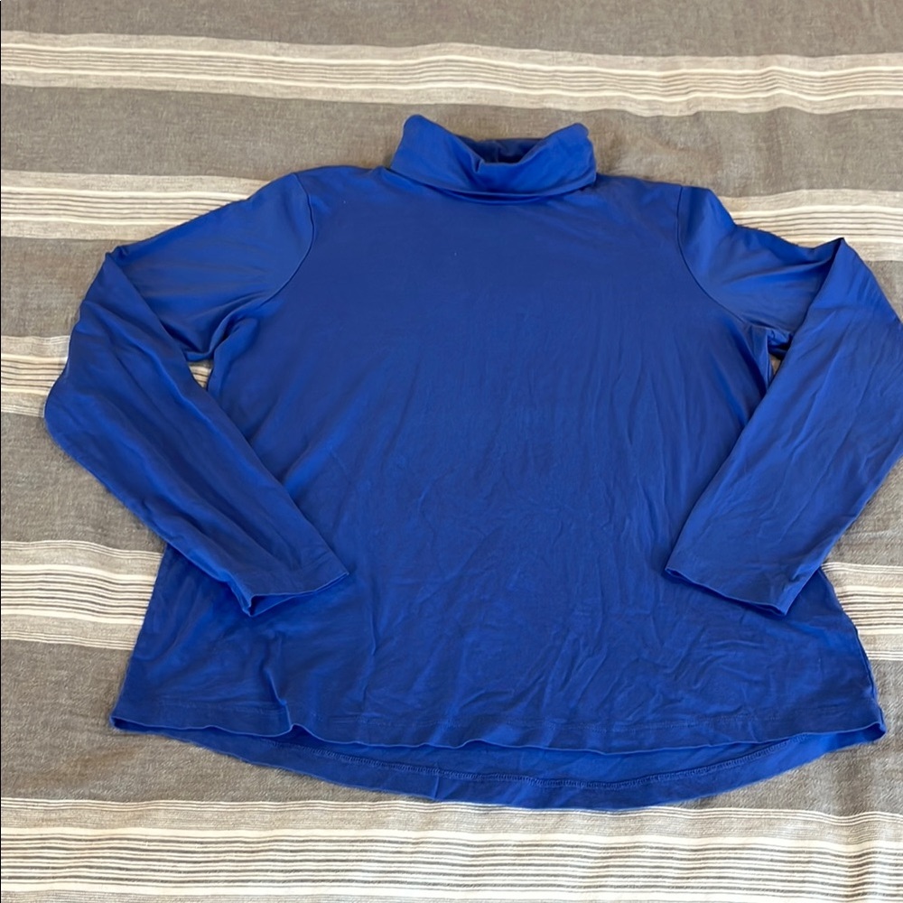 L.L. Bean Blue Long Sleeve Turtleneck Top